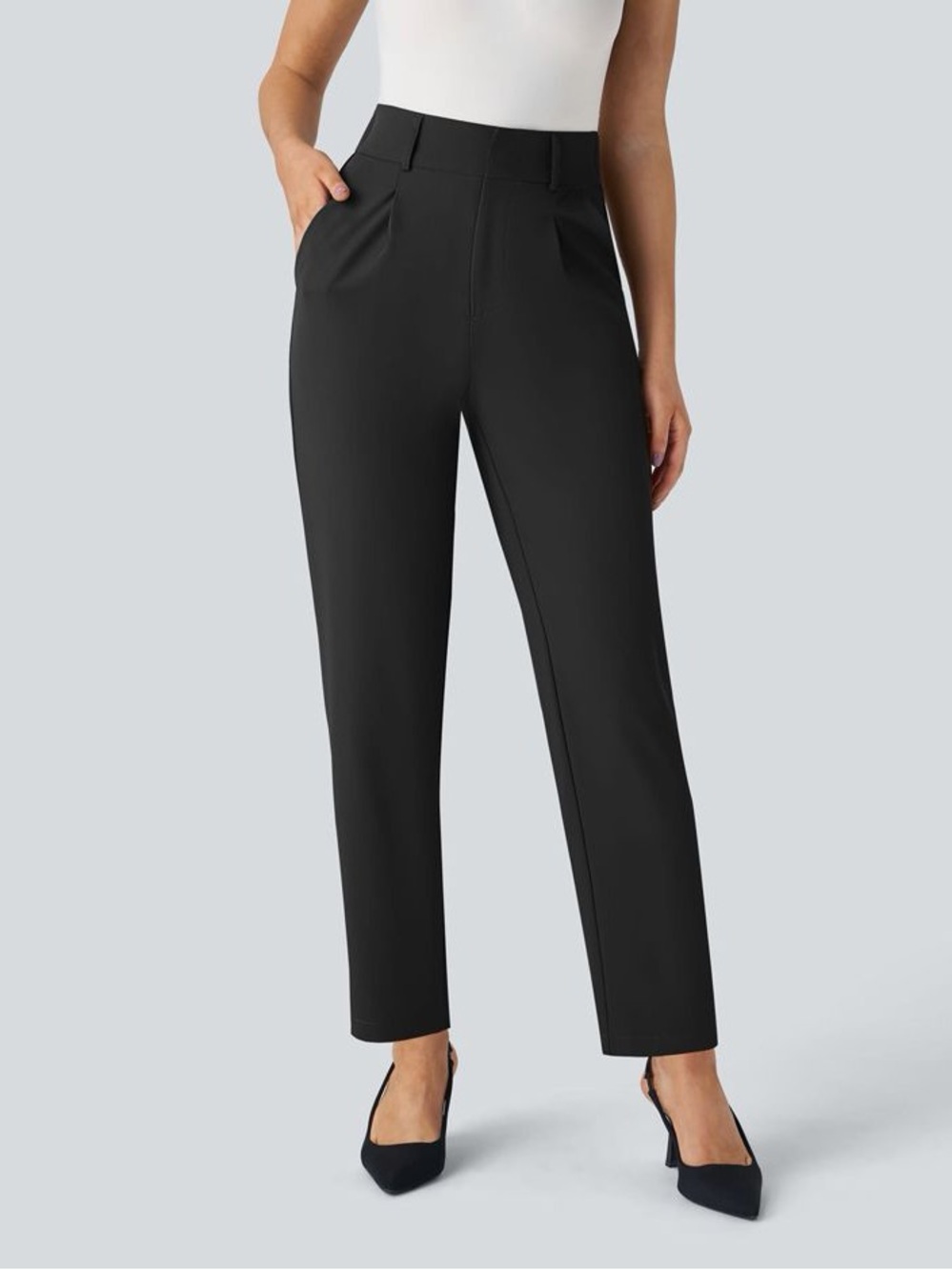 Halara Flex™ High Waisted Pocket Solid Work Tapered Pants Casual Career Medium